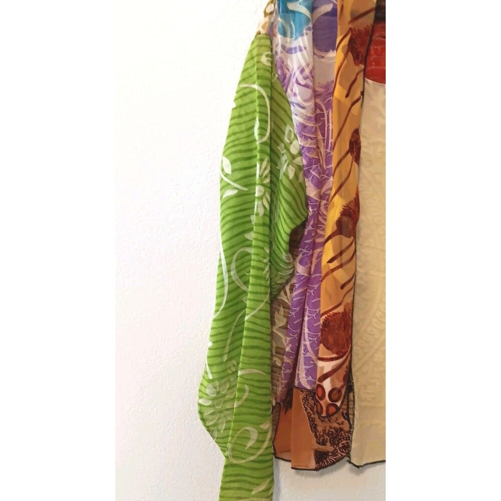 Vtg Sterling Styles  Artsilk One Size Jacket Kimono Open Multicolor Waist Length - Picture 6 of 13